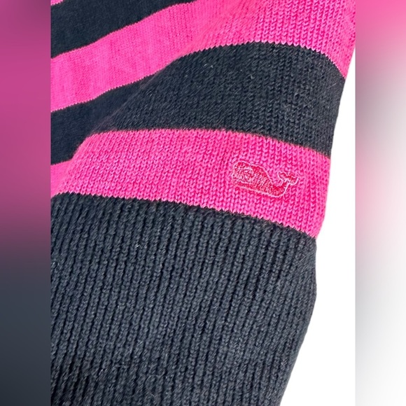 Vineyard Vines S Striped V-Neck Preppy CASHMERE Blend Pink Navy Henley Sweater - Picture 8 of 12